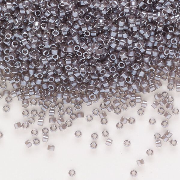 Seed bead, Delica®, glass, pkg/7.5g, #11 round, translucent glazed luster dark grey (DB-1486-1). image number 0