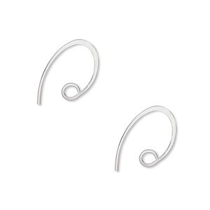 Ear wire 1pkg2 Hill Tribes sterling silver, 13mm oval / open loop, 19 gauge 1 pair