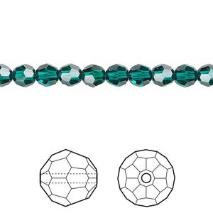 Bead 12pk emerald, Crystal Passions® 5mm round 5000