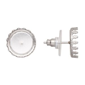 Earstud 1pkg10, 13mm round / 12mm round cab setting / comfort clutch, stainless steel / acrylic / rubber clear 5 pair