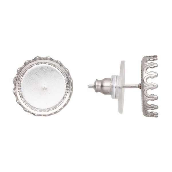 Earstud 1pkg10, 13mm round / 12mm round cab setting / comfort clutch, stainless steel / acrylic / rubber clear 5 pair image number 0
