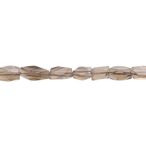 Smoky quartz 1pkg1, hand-cut rounded faceted puffed rectangle bead 14 inch 4x4mm-9x6mm image number 0