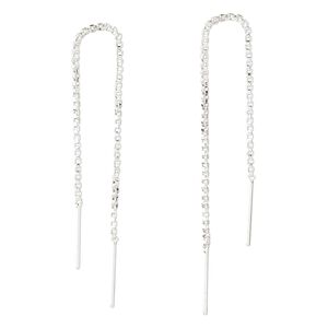 Ear thread, sterling silver, 3 inches with box chain and 13.5x1mm bar. Sold per pair.