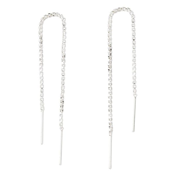 Ear thread, sterling silver, 3 inches with box chain and 13.5x1mm bar. Sold per pair. image number 0