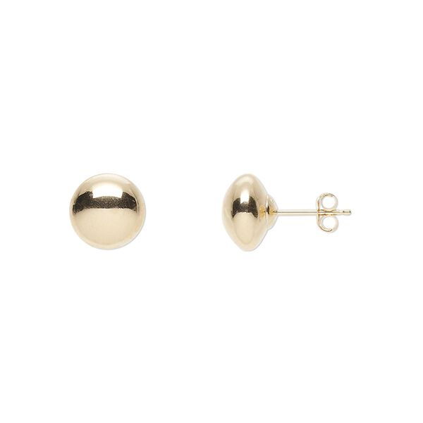 Earring, 14Kt gold, 8mm saucer with post. Sold per pair. image number 0