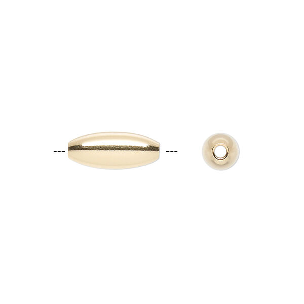 Bead, 14Kt gold-filled, 13x5.5mm smooth oval. Sold per pkg of 4. image number 0