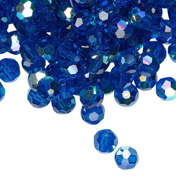 Bead 24pk Capri blue AB, Preciosa Czech crystal 6mm round image number 0