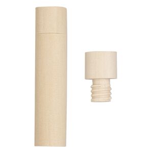 Bottle, wood (natural), 2-1/2 x 9/16 inch cylinder with twist-off cap. Sold per pkg of 4.