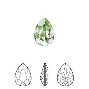 Fancy stone 144pk peridot foil back, Swarovski® ReCreated™ 14x10mm pear 4320