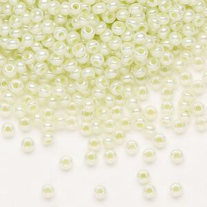 Seed bead, Preciosa Ornela Czech glass, pkg/50g, #8 rocaille, opaque luster pastel green, (37152).