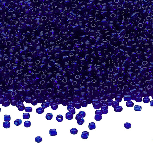 Seed bead, Ming Tree™, glass, pkg/1 pound, #11 round, transparent royal blue. image number 0