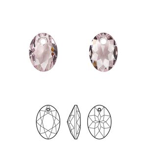 Drop 48pk light amethyst, Swarovski® 11.5mm pendant elliptic cut 6438