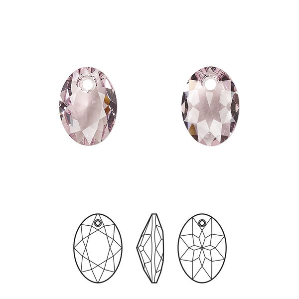 Drop 48pk light amethyst, Swarovski® 11.5mm pendant elliptic cut 6438 image number 0