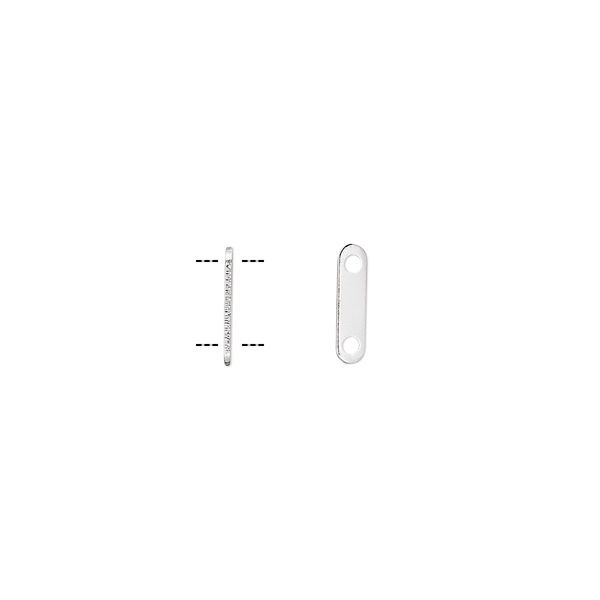 Spacer bar, silver-plated brass, 8.5x2.5mm 2-strand, fits up to 6mm bead. Sold per pkg of 100. image number 0