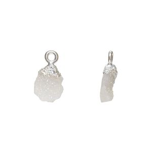 Druzy agate / sterling silver 1pkg1, electrocoated hand-cut nugget drop natural 8x5mm-9x7mm
