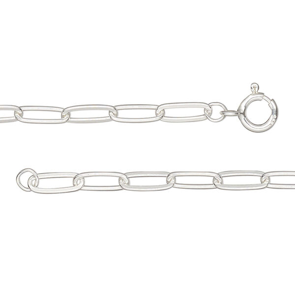 Chain, sterling silver, 3mm paperclip, 18-inches with springing clasp. Sold individually. image number 0