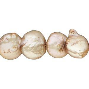 Pearl, cultured freshwater pearl (dyed), gold, 21x13mm-28x16mm double flat round, Mohs hardness 2-1/2 to 4. Sold per 15-inch strand, approximately 15 beads.