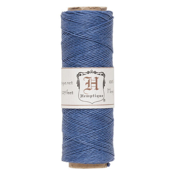 Cord, Hemptique®, polished hemp, blue, 0.5mm diameter, 10-pound test. Sold per 205-foot spool. image number 0
