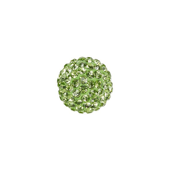 Bead, glass rhinestone / epoxy / resin, green, 14mm round. Sold individually. image number 0