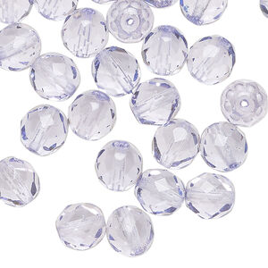 Bead, Czech fire-polished dipped d&eacute;cor glass, translucent lilac, 8mm faceted round. Sold per pkg of 600 (1/2 mass).