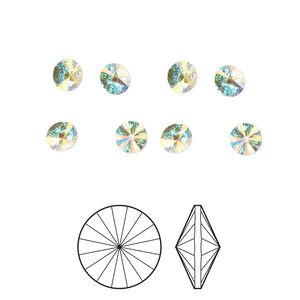Chaton 8pk crystal AB foil back, Preciosa MAXIMA Czech crystal rhinestone 8.16-8.41mm rivoli SS39