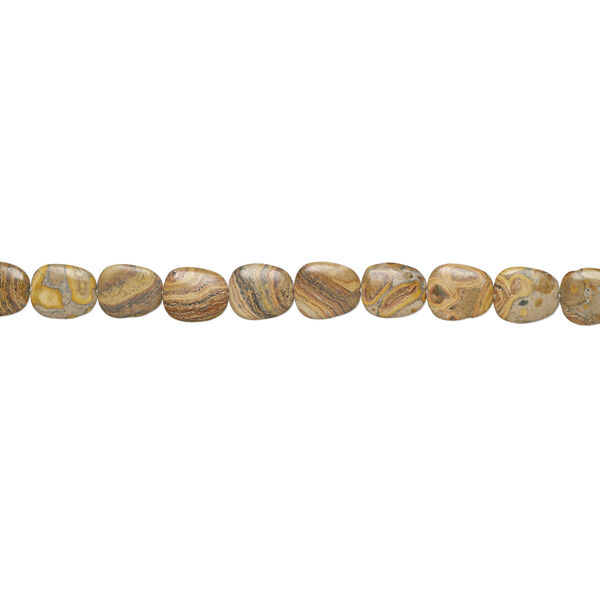 Picture jasper 1pkg1, flat freeform bead natural, 15 inch 26x22mm-27x24mm image number 1