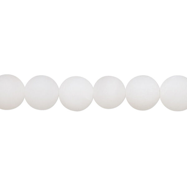 Bead, snow quartz (natural), matte, 8mm round, B grade, Mohs hardness 7. Sold per 8-inch strand, approximately 20 beads. image number 0