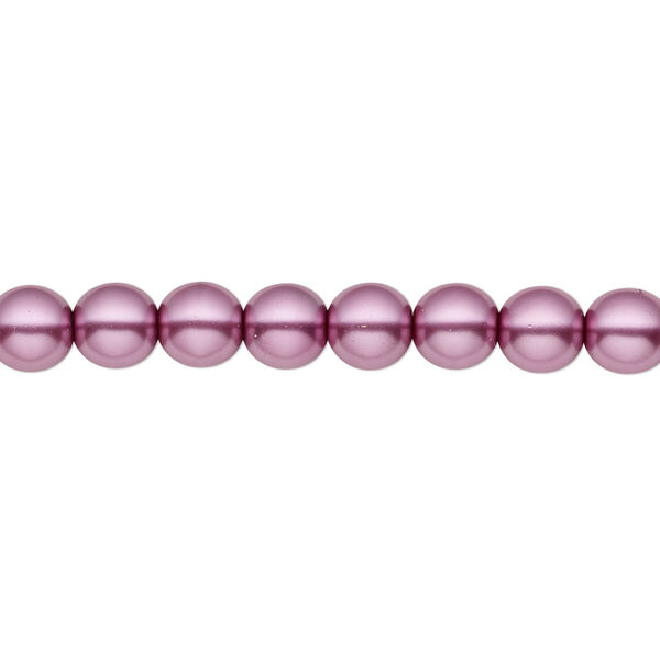 Bead, Czech pearl-coated glass druk, opaque lilac, 6mm round. Sold per 15-1/2" to 16" strand. image number 0