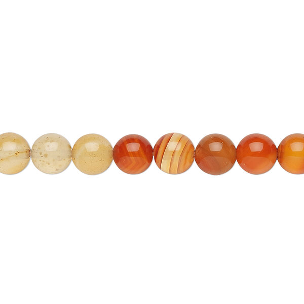 Bead, red agate (dyed / heated), light, 6mm round, C grade, Mohs hardness 6-1/2 to 7. Sold per 15" to 16" strand. image number 0