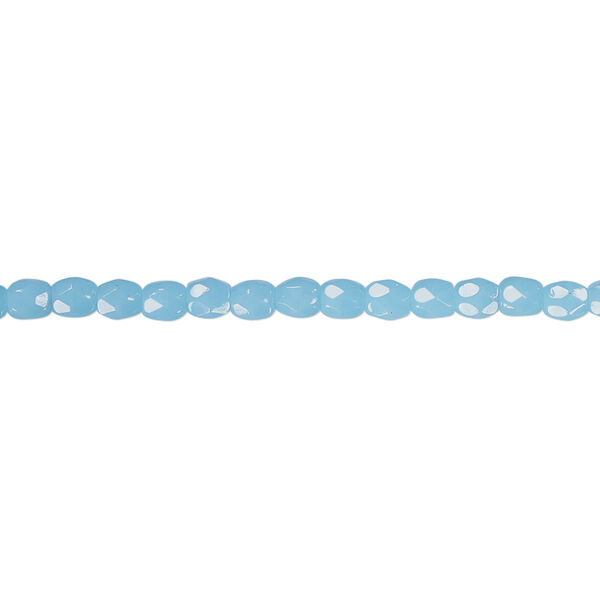 Bead, Czech fire-polished glass, opaque turquoise blue, 3mm faceted round. Sold per 15-1/2" to 16" strand, approximately 130 beads. image number 0