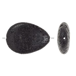 Lava rock 1pkg2, teardrop bead 25x18mm
