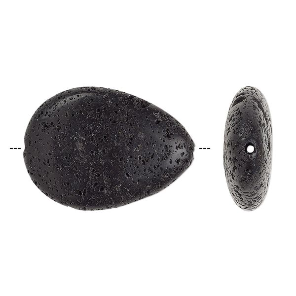Lava rock 1pkg2, teardrop bead 25x18mm image number 0