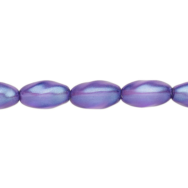 Bead, Czech pressed glass, pearlized dark blue, 12x7mm twisted oval. Sold per 15-1/2" to 16" strand, approximately 30 beads. image number 0