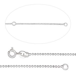 Chain 1pkg1 sterling silver ball, 1.2mm / springring clasp, Gossamer™ 16 & 18 inch