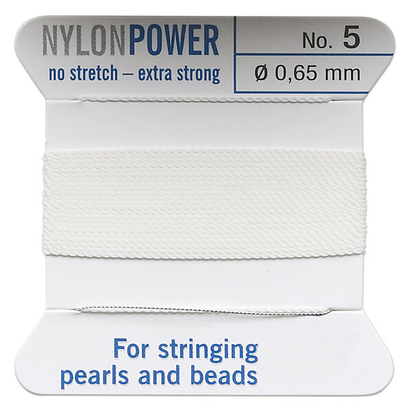 Thread, Griffin, nylon, white, size #5. Sold per 2-meter card (approximately 78 inches). image number 0