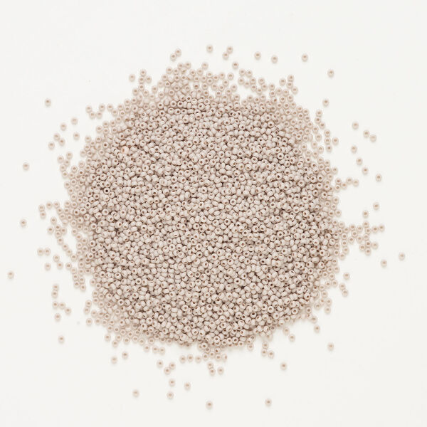 Seed bead, Preciosa Ornela Czech glass, 1pkg50g, 2.0-2.2mm rocaille, opaque matte terra dyed taupe rose chalkwhite (06473) image number 1
