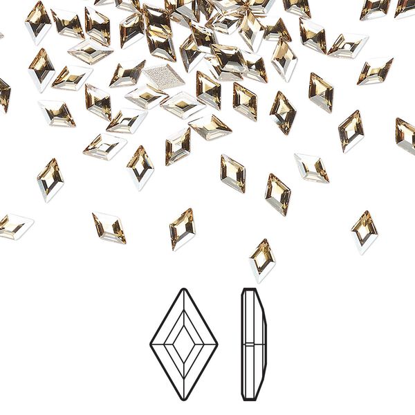 Flat back 288pk crystal golden shadow foil back, Swarovski® 5x3mm diamond 2773 image number 0