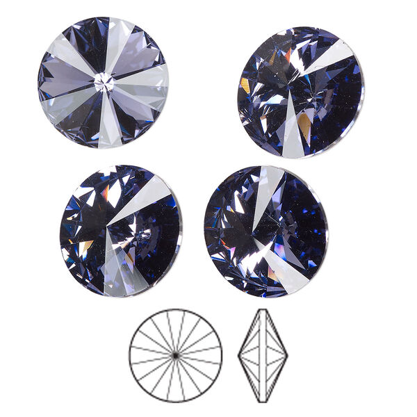 Chaton 4pk tanzanite foil back, Preciosa MAXIMA Czech crystal rhinestone 14mm rivoli image number 0