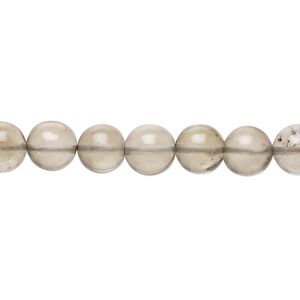 Smoky quartz 1pkg1, hand-cut round bead 14 inch 6-8mm