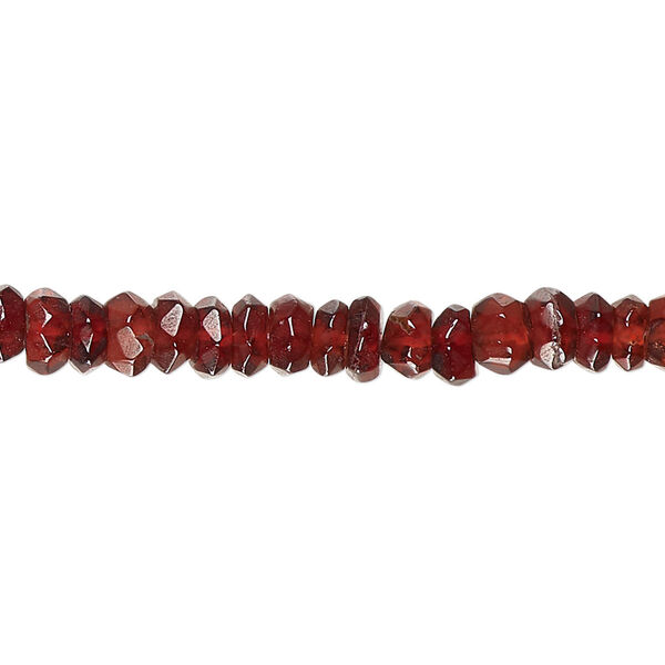 Bead, garnet (natural), 4x2mm-6x3mm hand-cut tumbled faceted rondelle, C+ grade, Mohs hardness 7 to 7-1/2. Sold per 13-inch strand, approximately 130 beads. image number 0