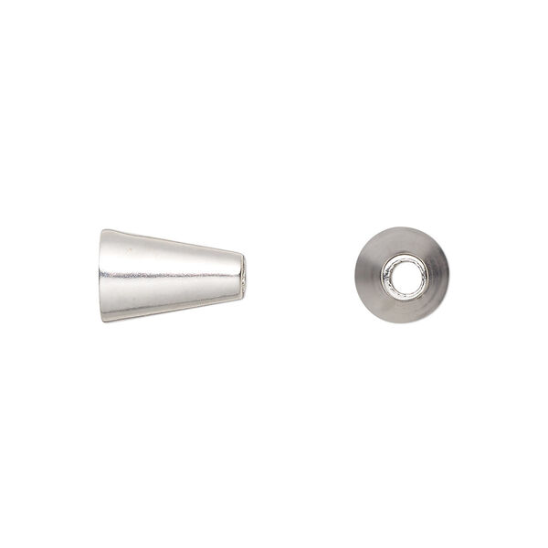 Bead, sterling silver, 11x8mm smooth cone, 2.5mm inside diameter. Sold per pkg of 6. image number 0