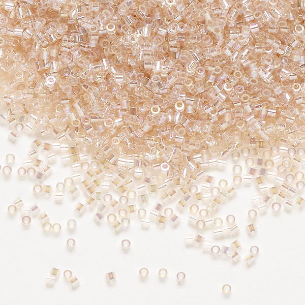 Seed bead, Delica®, glass, pkg/50g, #15 round, translucent rainbow pink mist (DBS-1243). image number 0