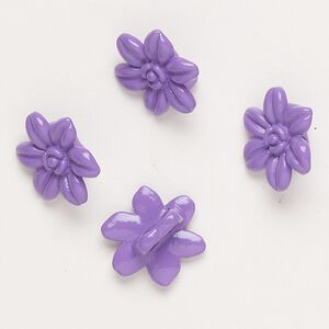 Spacer bar "pewter" (zinc-based alloy) and enamel, purple, 14x12mm 2-strand flower, fits up to 4mm beads. Sold per pkg of 4.