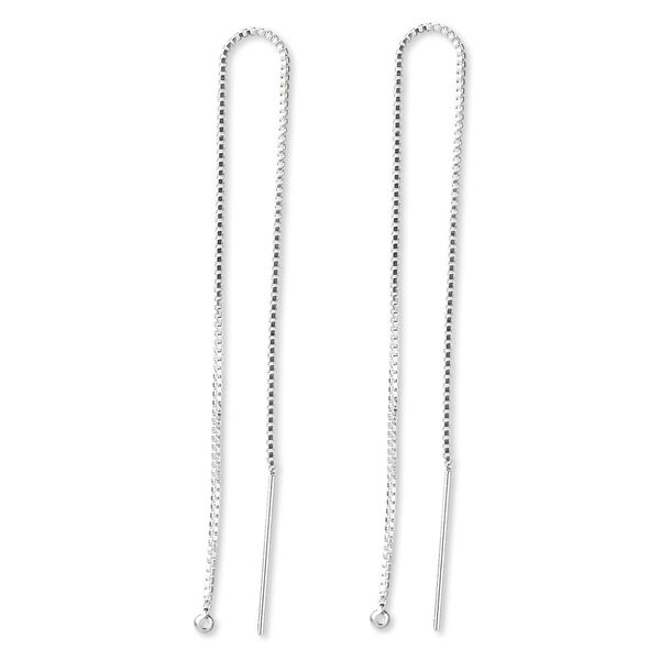 Ear thread, sterling silver, 5 inches with box chain and 2mm ball with 0.9mm hole. Sold per pair. image number 0