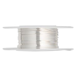 Wire, sterling silver, half-hard, round, 24 gauge. Sold per pkg of 5 feet.