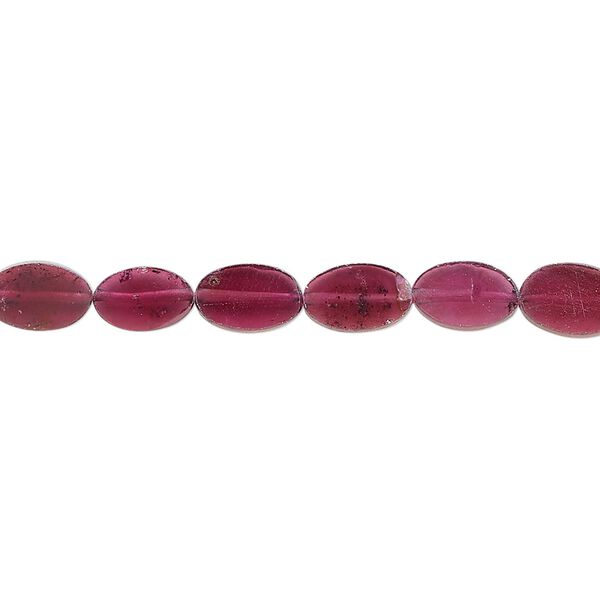Rhodolite garnet 1pkg1, hand-cut flat oval bead 15.5-16 inch 8x4mm-9x6mm image number 0