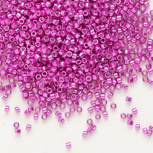 Seed bead, Delica®, glass, pkg/250g, #11 round, opaque galvanized hot pink (DB-0425). image number 0