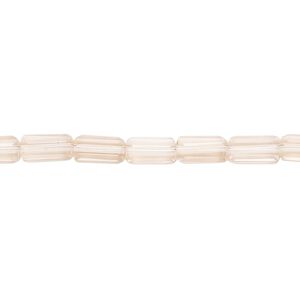 Bead, glass, 18-facet, light pink, 8x4mm faceted square tube. Sold per 8-inch strand, approximately 25 beads.