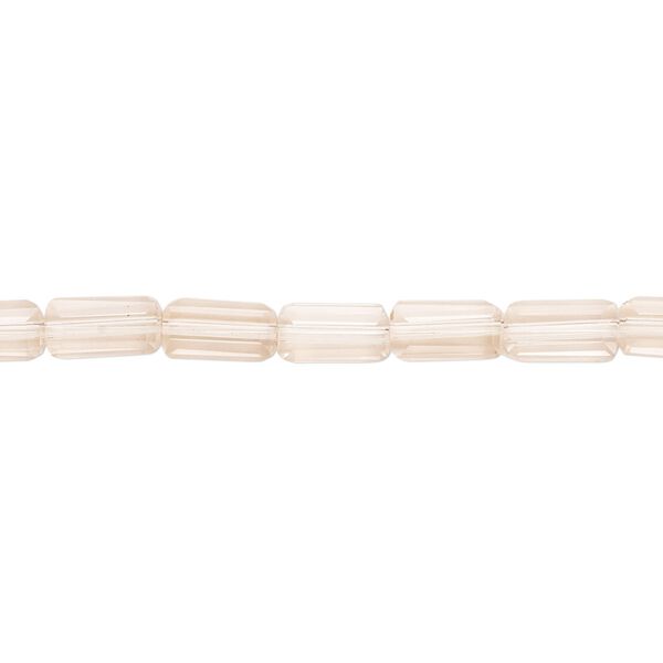 Bead, glass, 18-facet, light pink, 8x4mm faceted square tube. Sold per 8-inch strand, approximately 25 beads. image number 0
