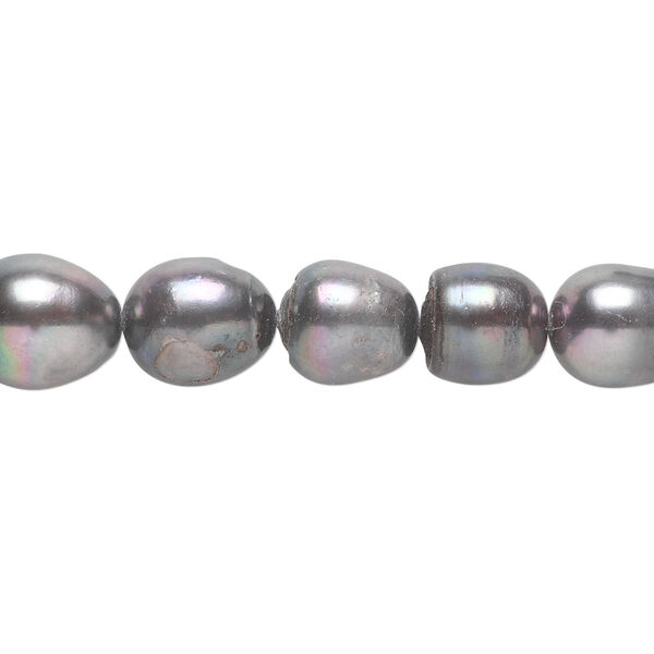 Pearl, cultured freshwater (dyed), peacock, 6-10mm rice, D grade, Mohs hardness 2-1/2 to 4. Sold per pkg of (2) 14-inch strands. image number 0